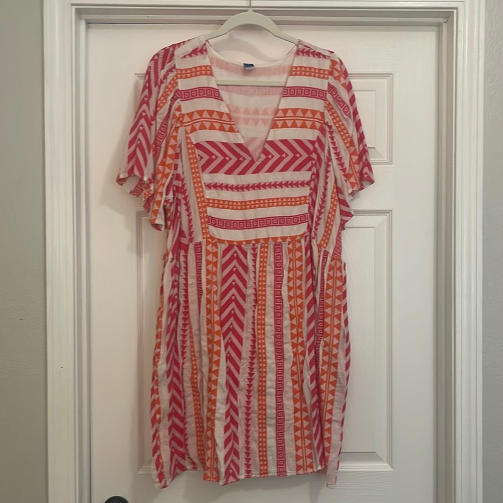 Hot pink and orange dress w Pockets